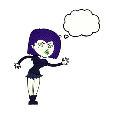 Düşünce baloncuğu olan vampir kız.