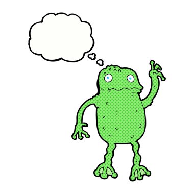 Düşünce baloncuklu kurbağa.