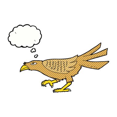 Düşünce baloncuklu çizgi film kuşu