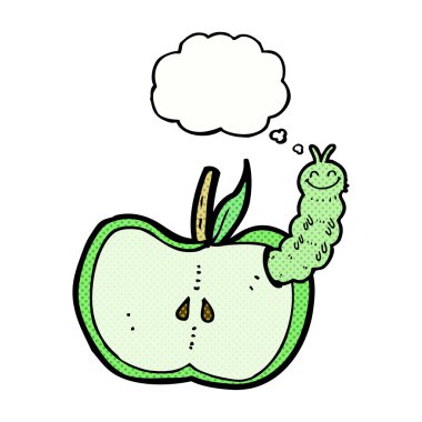 karikatür elma ile düşünce baloncuğu