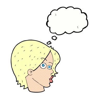 çizgi film kadın yüzü ile düşünce balonu