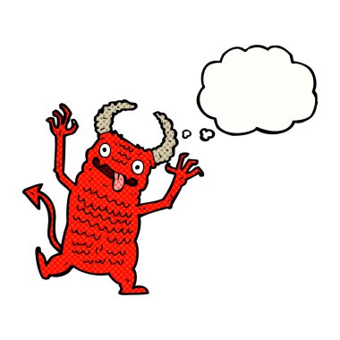 Düşünce baloncuklu çizgi film iblisi