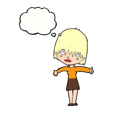 düşünce balonu ile karikatür meraklı kadın