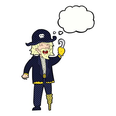 Düşünce baloncuklu korsan kaptan.