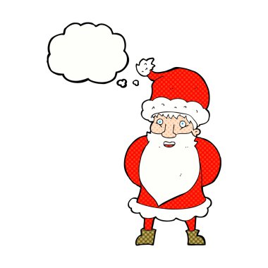 Düşünce baloncuklu çizgi film Noel Baba