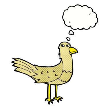 Düşünce baloncuklu çizgi film kuşu