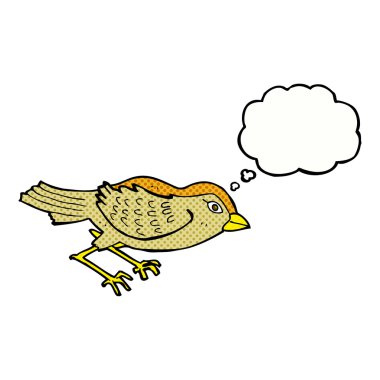 Düşünce baloncuklu çizgi film kuşu