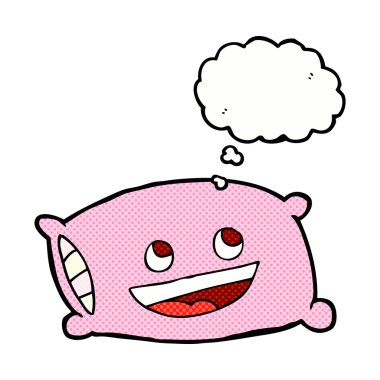 Düşünce baloncuklu çizgi film yastığı