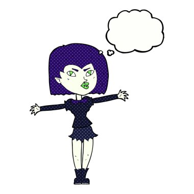 Düşünce baloncuğu olan vampir kız.