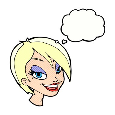 çizgi film oldukça kadın yüzü düşünce balonu ile