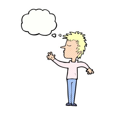 Düşünce baloncuğu olan kibirli bir adam.