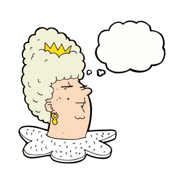 Karikatür kraliçesi kafası ve düşünce balonu