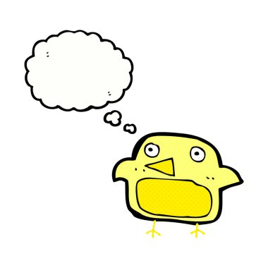 Düşünce baloncuklu çizgi film kuşu