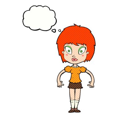 Düşünce baloncuklu güzel kız.