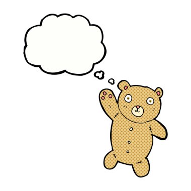 Düşünce baloncuklu şirin oyuncak ayı.