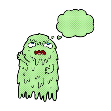 Düşünce baloncuklu iğrenç bir hayalet.