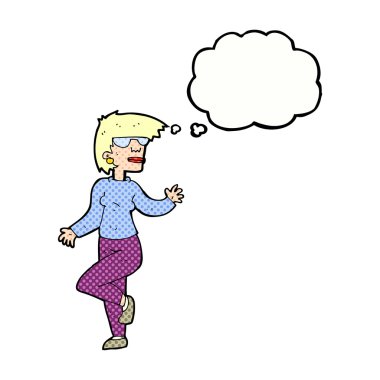 düşünce balonu ile sallayarak çizgi film kadın