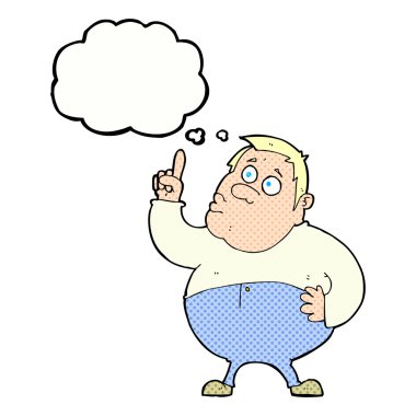 Çizgi filmdeki adam düşünce balonuyla soru soruyor.