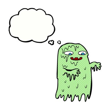 Düşünce baloncuklu iğrenç bir hayalet.