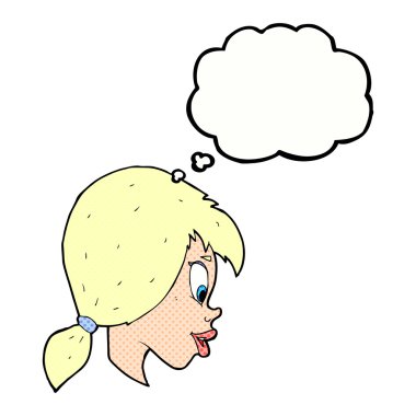 çizgi film oldukça kadın yüzü düşünce balonu ile