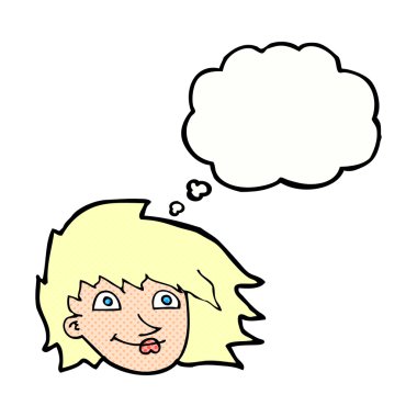çizgi film kadın yüzü ile düşünce balonu