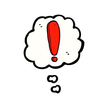 Düşünce baloncuklu çizgi film ünlem işareti