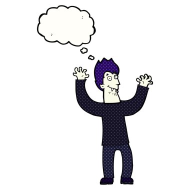 Düşünce baloncuklu cadılar bayramı vampiri çizgi filmi