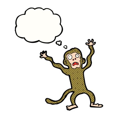çizgi film korkmuş maymun düşünce baloncuğu