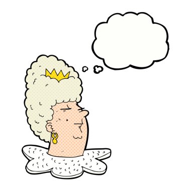 çizgi film kraliçenin portresi ile düşünce balonu