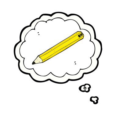 Düşünce baloncuklu karikatür kalem