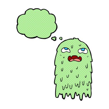 Düşünce baloncuklu iğrenç bir hayalet.