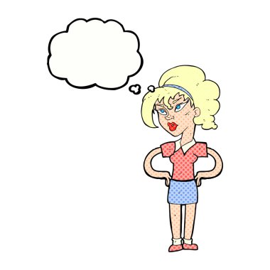 el HIPS düşünce balonu ile kadınla çizgi film