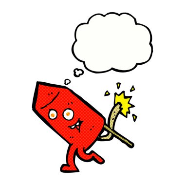 Düşünce baloncuklu komik havai fişek karakteri