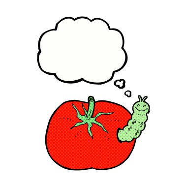 Düşünce baloncuklu böcek domatesi