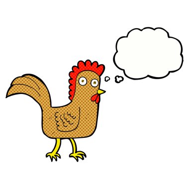 Düşünce baloncuklu çizgi film tavuğu