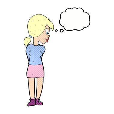 Düşünce baloncuklu güzel kız.