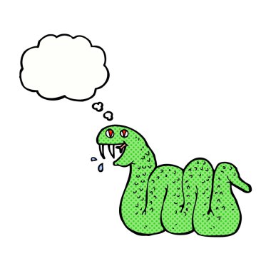 Düşünce baloncuklu çizgi film yılanı