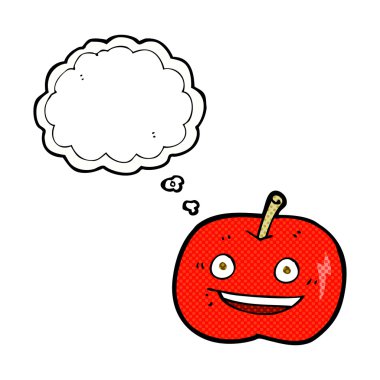 Düşünce baloncuklu parlak elma çizgi filmi