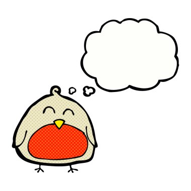 Düşünce baloncuklu komik karikatür noel robini