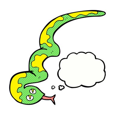 Düşünce baloncuklu tıslayan yılan.