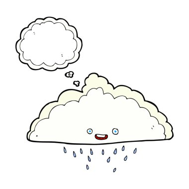 Düşünce baloncuklu çizgi film yağmur bulutu