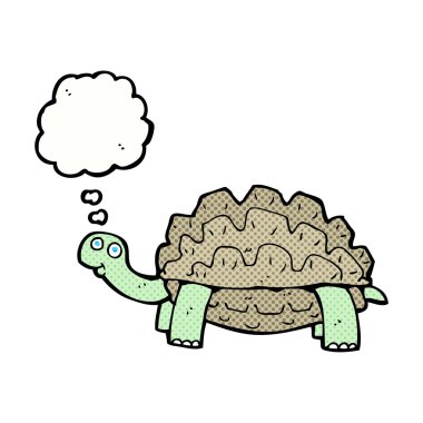 Düşünce baloncuklu çizgi kaplumbağa.