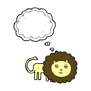 Düşünce baloncuklu çizgi film aslanı