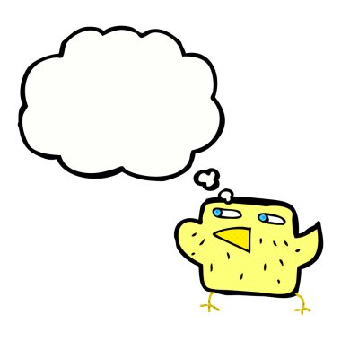 Düşünce baloncuklu çizgi film kuşu