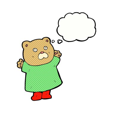 Düşünce baloncuklu komik çizgi film ayısı