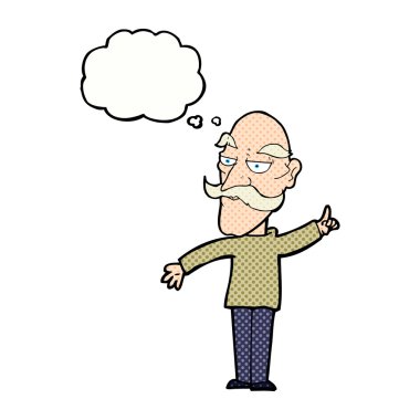 çizgi film yaşlı adam düşünce baloncuğu ile hikaye anlatıyor