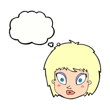 Düşünce baloncuğuyla şaşırmış kadın yüzü