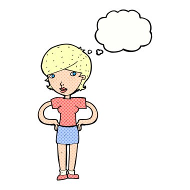 el HIPS düşünce balonu ile kadınla çizgi film