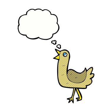 Düşünce baloncuklu çizgi film kuşu
