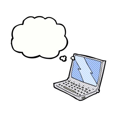 Düşünce baloncuklu dizüstü bilgisayar